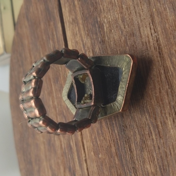 Geometric onyx faceted ring stretch R208 - Picture 2 of 3